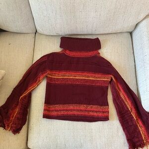 Free People Maroon and Scarlet Knit Sweater